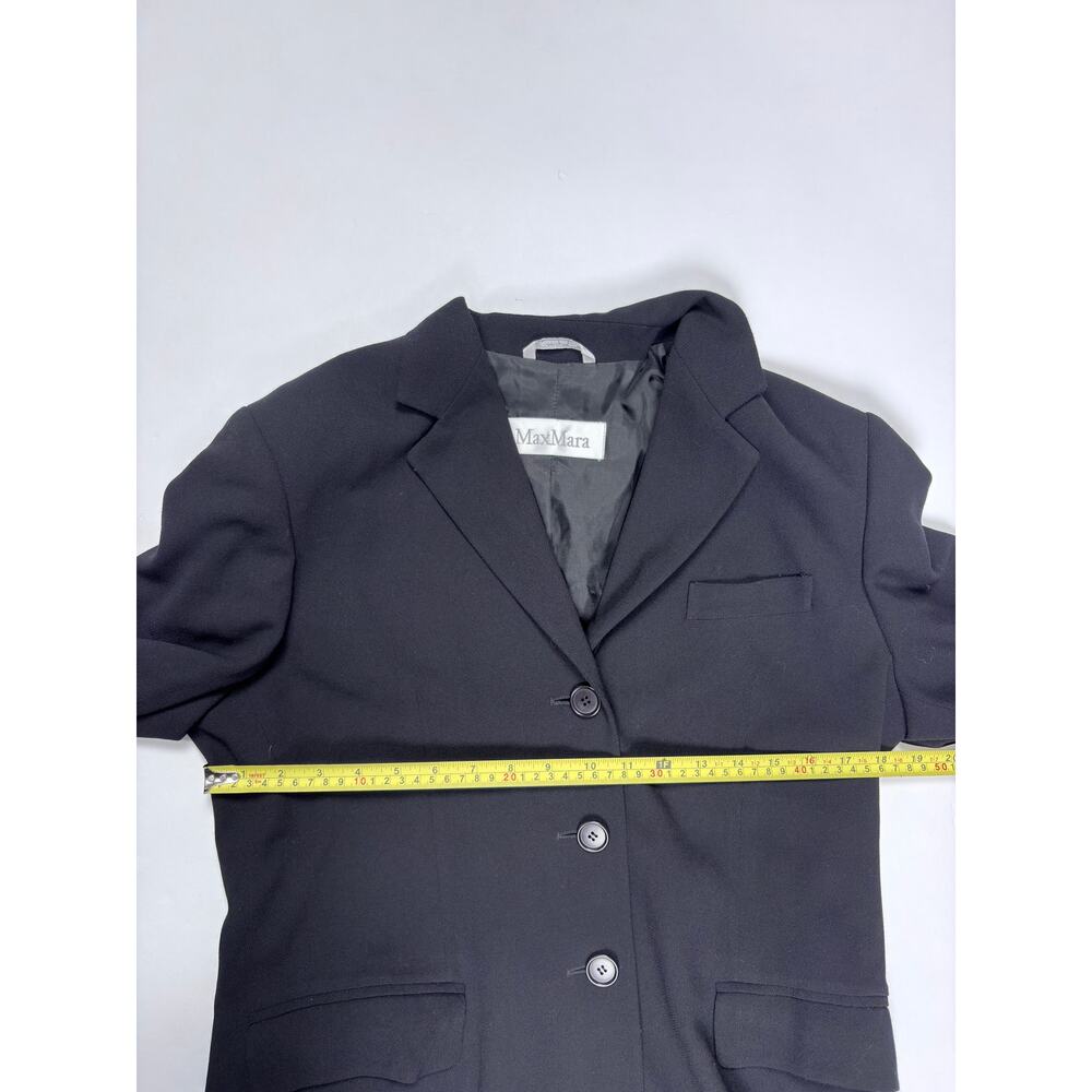 Max Mara Made In Italy Virgin Wool Longline Blazer Coat Black Quiet Luxury 8 - Picture 12 of 16